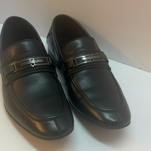 Calvin Klein Men's Leather Slip-On Loafers - Black - Picture 1 of 7